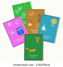 School textbooks icon. Isolated vector image on a white background. School supplies. Back to school