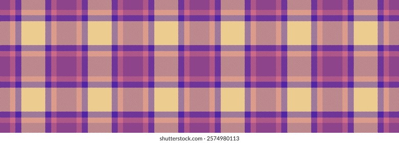 School textile texture fabric, retail pattern plaid seamless. Sketch vector check background tartan in amber and magenta colors palette.