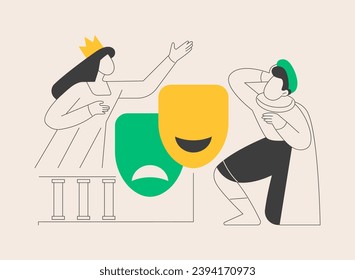 School theater abstract concept vector illustration. Young actor course, school theater play, after-school activity, children performance, acting academy, kids drama class abstract metaphor.