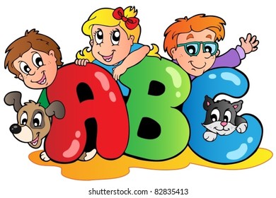 School theme with ABC letters - vector illustration.