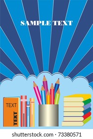 school theme with books and pencils vector