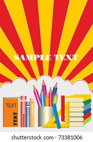school theme with books and pencils vector