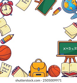School Theme Cartoon Border Frame
