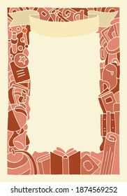 School theme, colored doodle style frame