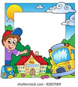 School theme frame 1 - vector illustration.