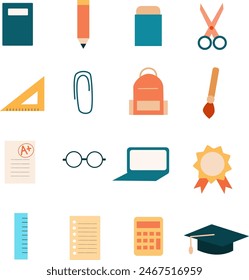 School theme icon, equipment for studying