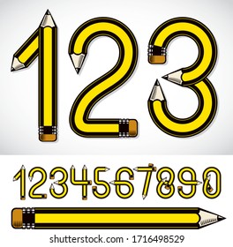 School theme, pencils design numbers, best for use in logotype design for drawing art class.