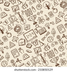 School theme seamless pattern, fashion fabric textures, vector illustration. Design for web and mobile app.