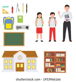 School theme vector design illustration. The things we can find in school