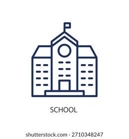 Iconos de línea delgada de la escuela. Ilustración vectorial original.