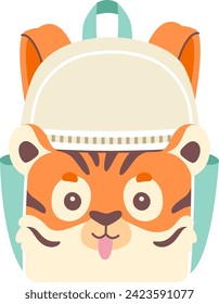 School Tiger Backpack Vector Illustration