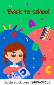School time, back to school, education vector design concept. Modern design template with school accessories. For poster, web ads, postcard, card, business messages, discount flyers and big sale banne