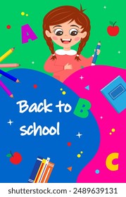 School time, back to school, education vector design concept. Modern design template with school accessories. For poster, web ads, postcard, card, business messages, discount flyers and big sale banne