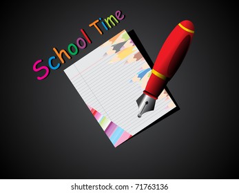 school time background with drawing paper, pen