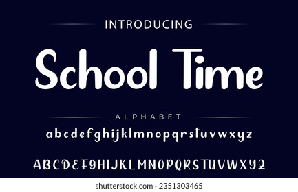 School Time brush stroke handwritten alphabet vector sans serif font design