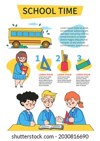 School time - colorful flat design style poster