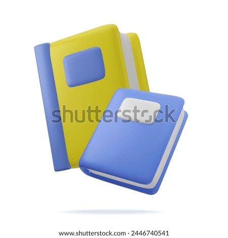 School time concept illustration. 3d cartoon school supplies book and workbook in minimal realistic style. Vector illustration symbol of knowledge. Shops selling school attributes