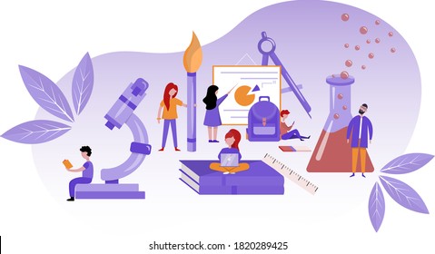 School time flat vector illustration
