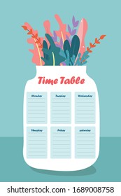 school time table poster illustration
