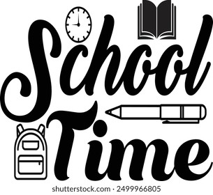 school time t-shirt design, Back To School Typography T-Shirt Design, New vector designs, illustration t-shirt design, school t-shirt design, School Concept Vector.