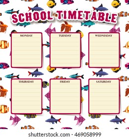 School timetable with aquarium fish