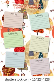 School timetable background for students or pupils.