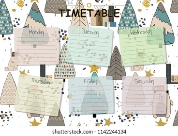 School timetable background for students or pupils.