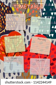 School timetable background for students or pupils.