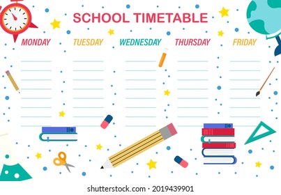 School timetable. Banner. Vector graphics