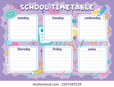 School timetable blank, schedule, autumn, vecto