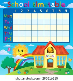 School timetable with school building - eps10 vector illustration.