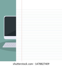 School timetable card with computer theme background