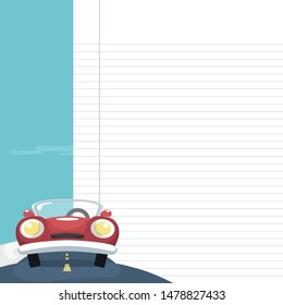 School timetable card with scratched sheet with cartoon car theme