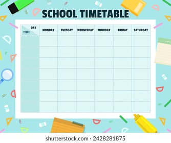 School timetable or class schedule on blue background.