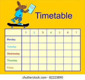 school timetable. cute vector illustration