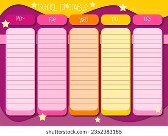 School timetable , Day planner, Date. Monthly planner with flower poppy and anemones . Blank template. Vector illustration. Minimal style. Clean style. Daily to do. Go to school 