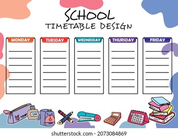 School timetable design template paper