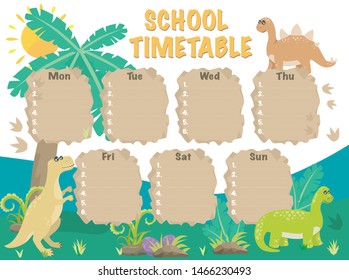 School timetable for the school, dinosaurs of the Jurassic period