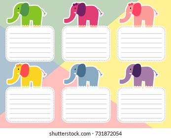 School timetable with elephants. Vector illustration.