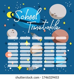 Schulplan in Galaxy. Für Kinder.