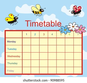 School Timetable , insect, vector illustration