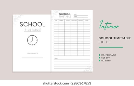 
School Timetable Kdp Interior Template