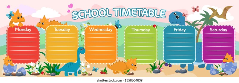 School timetable for lessons with dinosaurs