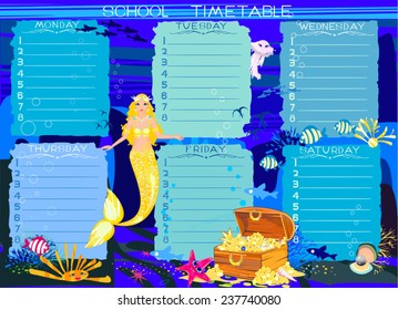 School timetable with mermaid