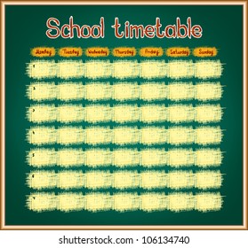 School timetable on blackboard. Vector background.