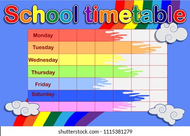School timetable with paint cans