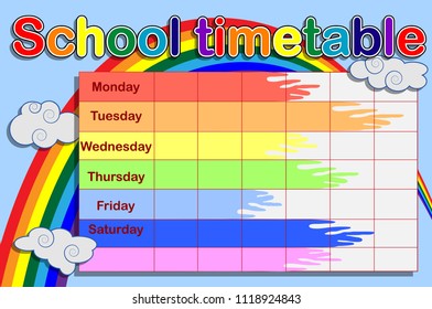 School timetable with paint cans