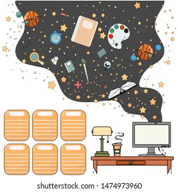 School timetable schedule back to school. Copyspace Template school timetable for students or pupils with days of week and free spaces for notes. school subjects and suplies