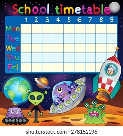 School timetable space fantasy theme - eps10 vector illustration.