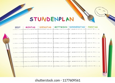school timetable for students or pupils with days of week and free spaces for notes vector illustration